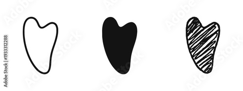 Gua Sha Facial Tool Icon Set - Traditional Skincare Massager Symbol for Beauty Scraping Massage