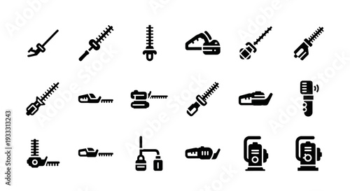 Collection of various tool icons arranged in a grid pattern on a clean background