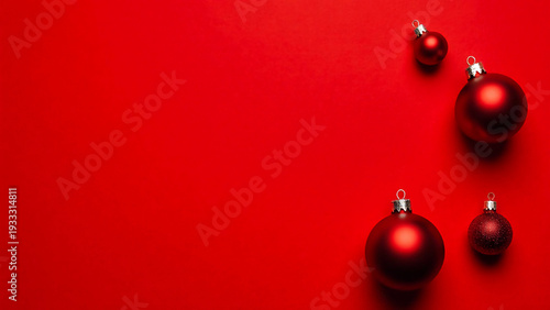 Wallpaper Mural Bright red Christmas balls glisten against a bold crimson backdrop, creating a joyful scene perfect for celebrating the holiday spirit and decorating spaces Generative AI Torontodigital.ca