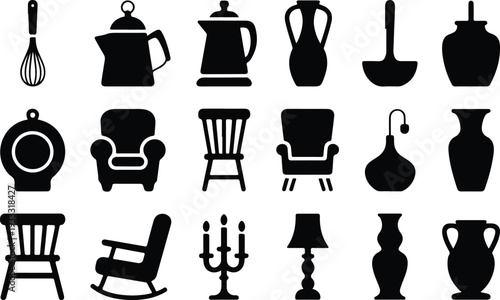 Set of 20 home decor icons vector