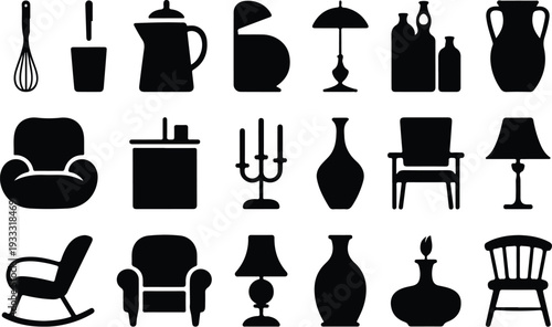 Set of 20 home decor icons vector