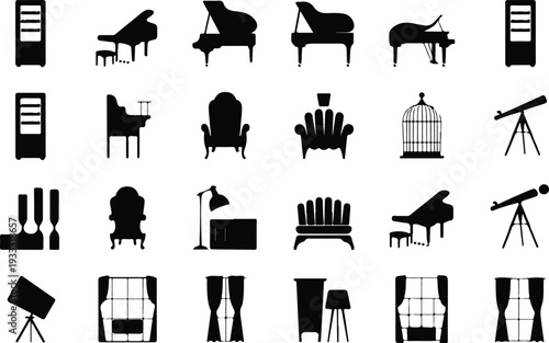 Set of 20 furniture icons vector