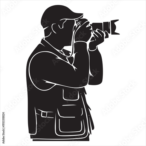  set of female and male Photographers silhouette collection on white background. camera women silhouette set vector illustration. Adobe Illustrator Artwork