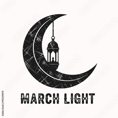 Wallpaper Mural Crescent Moon with Hanging Lantern Illustration. Torontodigital.ca