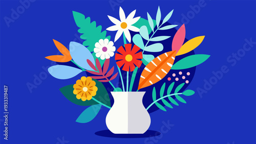 Hand drawn organic floral compositions with bright colors and shapes.eps