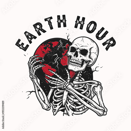 Skeleton Embracing Earth Hour Concept Artwork.