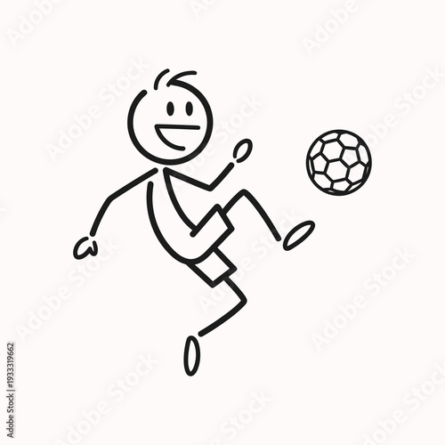 Wallpaper Mural Simple Line Drawing of Soccer Player Kicking Ball. Torontodigital.ca