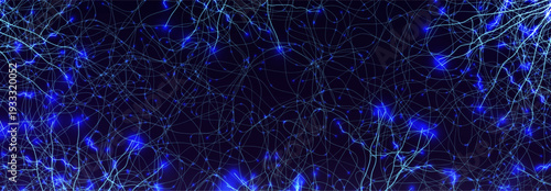 Neural Network Brain Neurone Synapse Connections Lightning Ball Energy Glow. Machine Learning Technology Background for AI Data Flow, BigData, Medical Science Research, Biotech. Vector illustration
