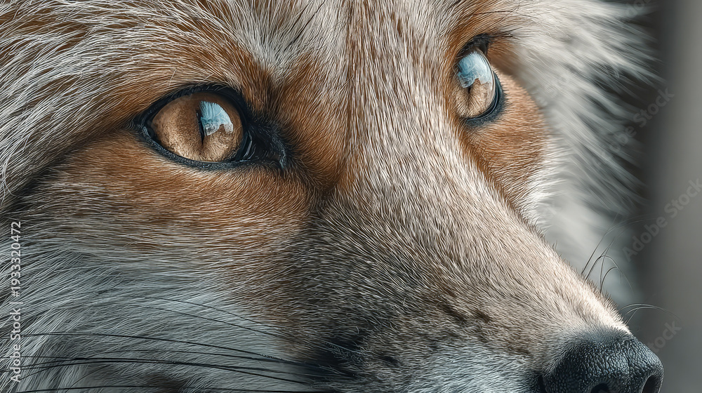 Fototapeta premium Red fox close-up with intense focused eyes
