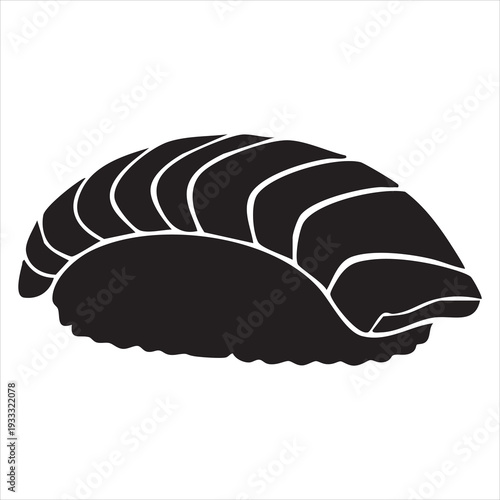   A stylized black and white illustration of an armadillo in a curled position Adobe Illustrator Artwork