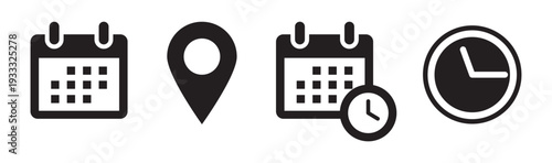 Calendar time location clock schedule vector illustration flat design