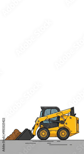 Construction Scene with Skid Steer Loader Digging Soil for Industry Projects, Heavy Machinery Blogs, Construction Websites, and Engineering Education Materials