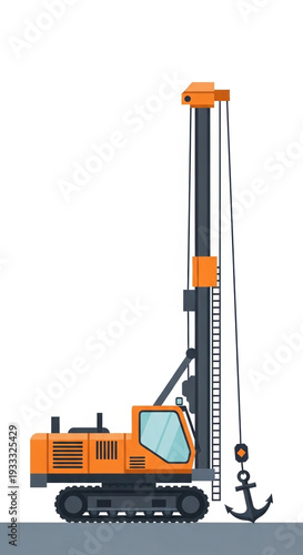 Drilling Rig Machine Illustration in Minimal Design for Construction Blogs, Engineering Websites, Industrial Awareness, and Technical Presentations