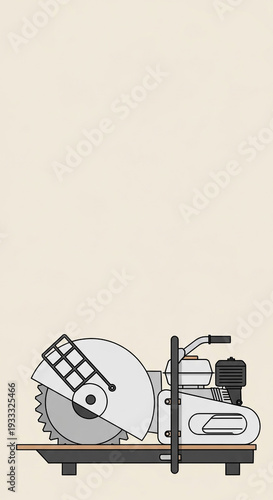 Concrete Cutting Saw Machine Illustration on Neutral Background for Construction Blogs, DIY Websites, and Industry Presentations