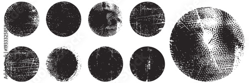 Grunge Post Stamps Collection with Circles, Banners, Insignias, Logos, Icons, Labels, and Badges Set, Distress Texture Vector Pack with Blank Shapes for Vintage Branding Design.