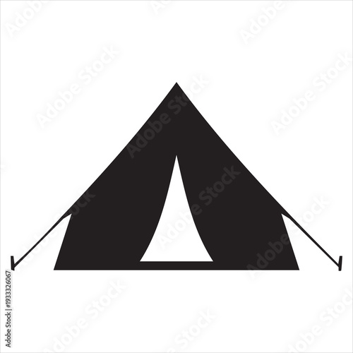 Black tent silhouette icon for camping outdoors Adobe Illustrator Artwork