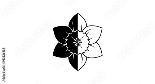 Black and white lotus flower illustration Vector