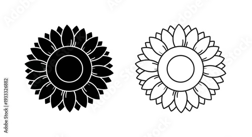 Black and white sunflower vector illustrations Vector