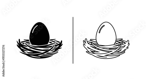 Black and white eggs in nests Vector