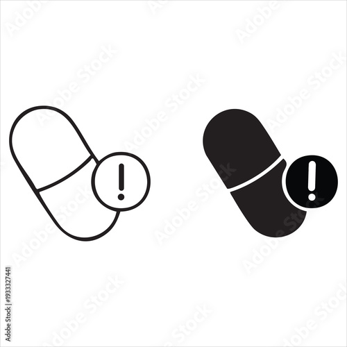 Overdose icon suitable design silhouette and line art style on white background Adobe Illustrator Artwork