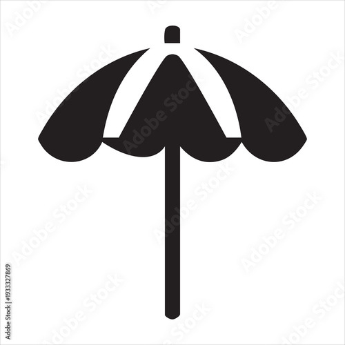 Black vector icon of an umbrella inverted by strong wind, symbolizing adverse weather conditions or a damaged item. Adobe Illustrator Artwork