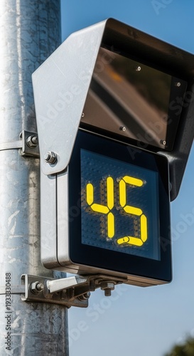 Digital Pedestrian Countdown Display Shows Remaining Seconds For Crossing The Street Safely