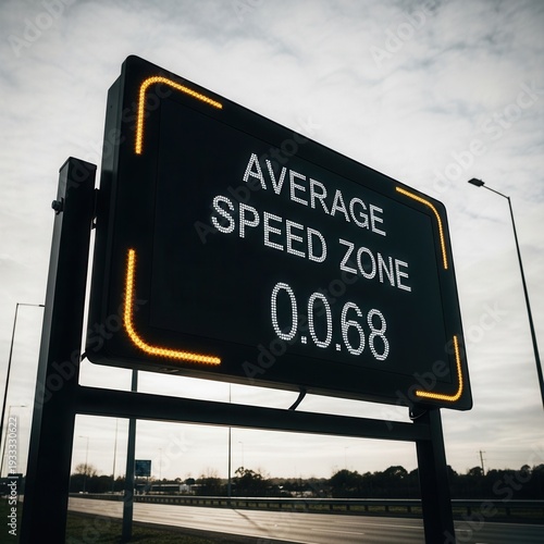 Digital Roadside Sign Displays Average Speed Zone Data, Urban Transportation Guidance