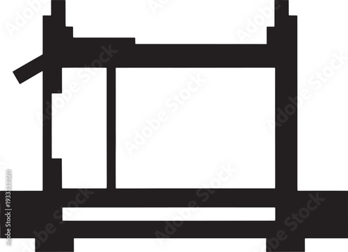 Black abstract geometric frame structure with diagonal and horizontal bars white