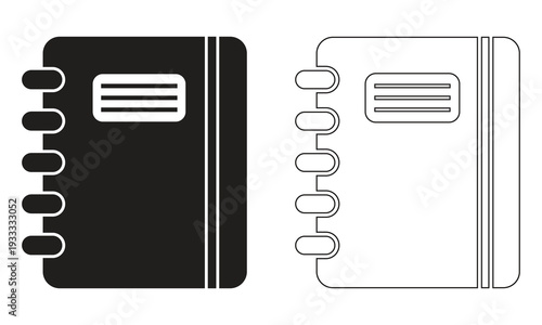 Notebook silhouette and outline illustration