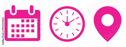 Calendar clock and location pin time management vector illustration flat design