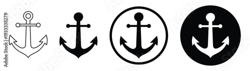 anchor nautical marine icon set ship boat ocean sea vector