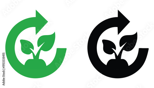eco recycle leaf icon sustainability renewable environment vector