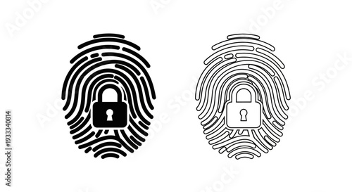Fingerprint security lock icons Vector