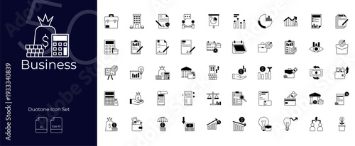 Business Duotone Editable Icons set