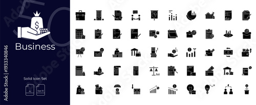Business Solid Editable Icons set