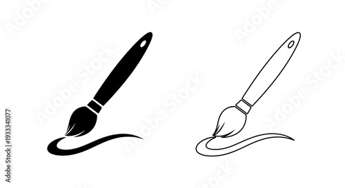 Cuadro en lienzo Paint brushes black and white Vector