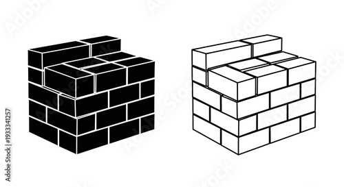 Black and white brick wall blocks Vector