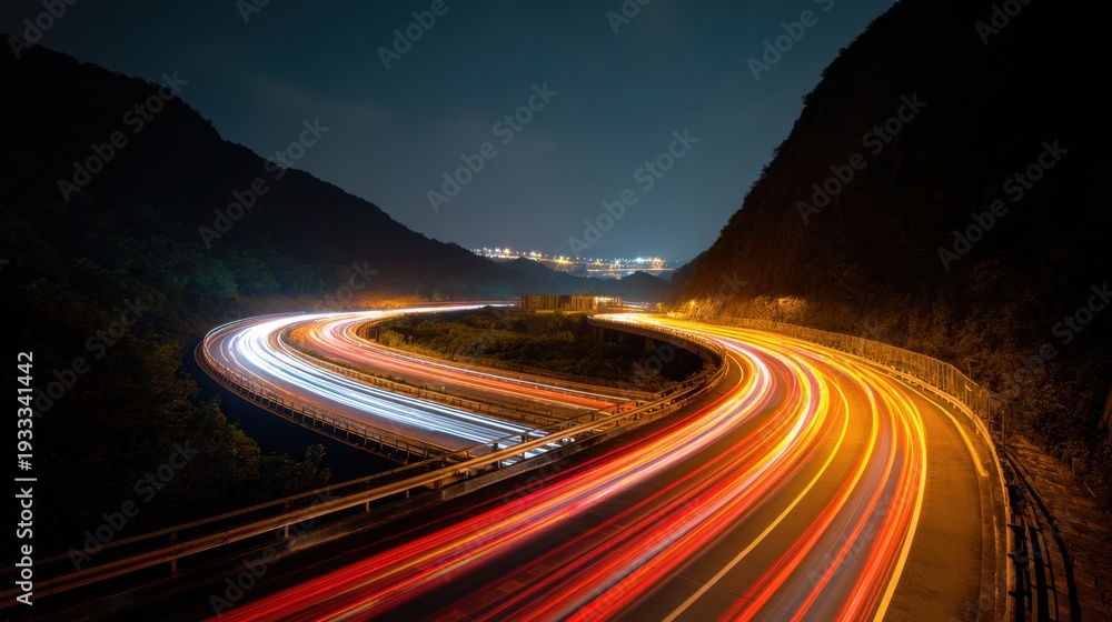 Fototapeta premium Highway Light Trails at Night