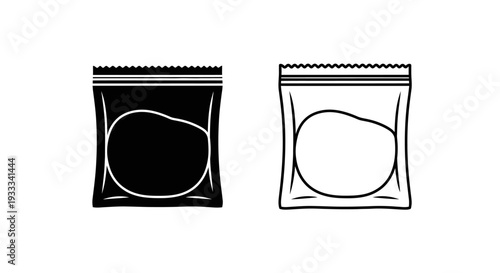 Black and white snack bags Vector
