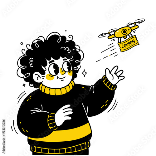 Child Receiving Gift from Drone.