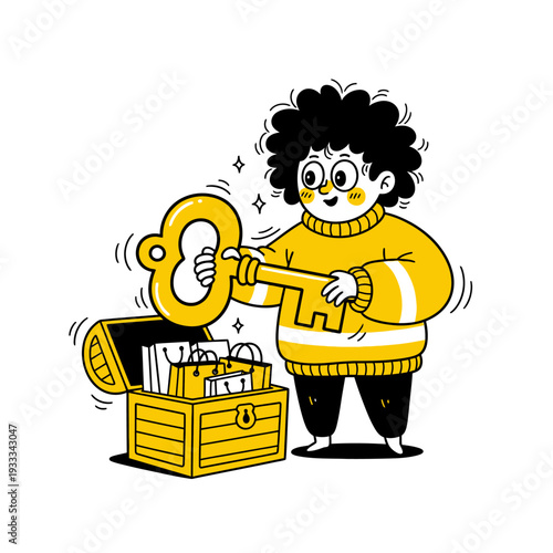 Woman Holding a Large Key.