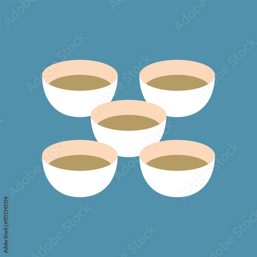 シンプルな中華茶のラインアイコン