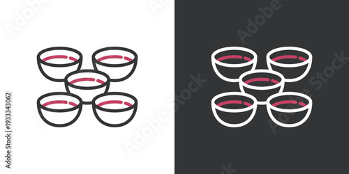 シンプルな中華茶のラインアイコン