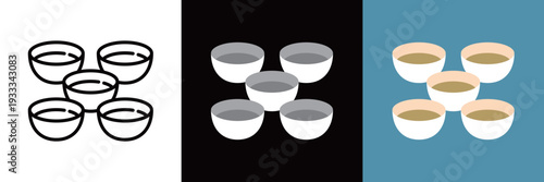 シンプルな中華茶のラインアイコン