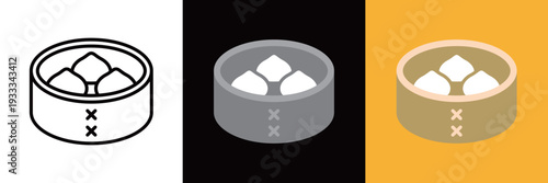 シンプルな小籠包のラインアイコン