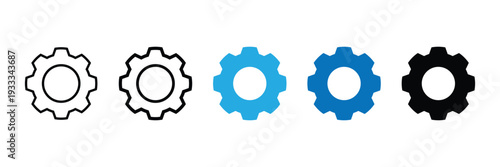 Settings gear icon representing configuration, system control and preferences. Concept of setup, tools and adjustment for user interface, software, web application vector design.