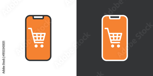 シンプルなスマホで買い物をするアイコン