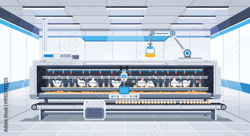 Automated Vertical Farming System Growing Fresh Produce Indoors.