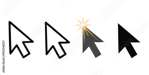 Mouse cursor icon set pointer arrow vector isolated on white background click symbol