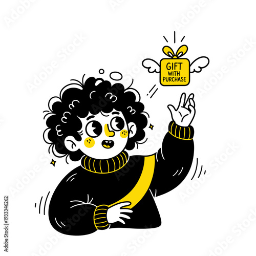 Woman holding gift voucher in hand.